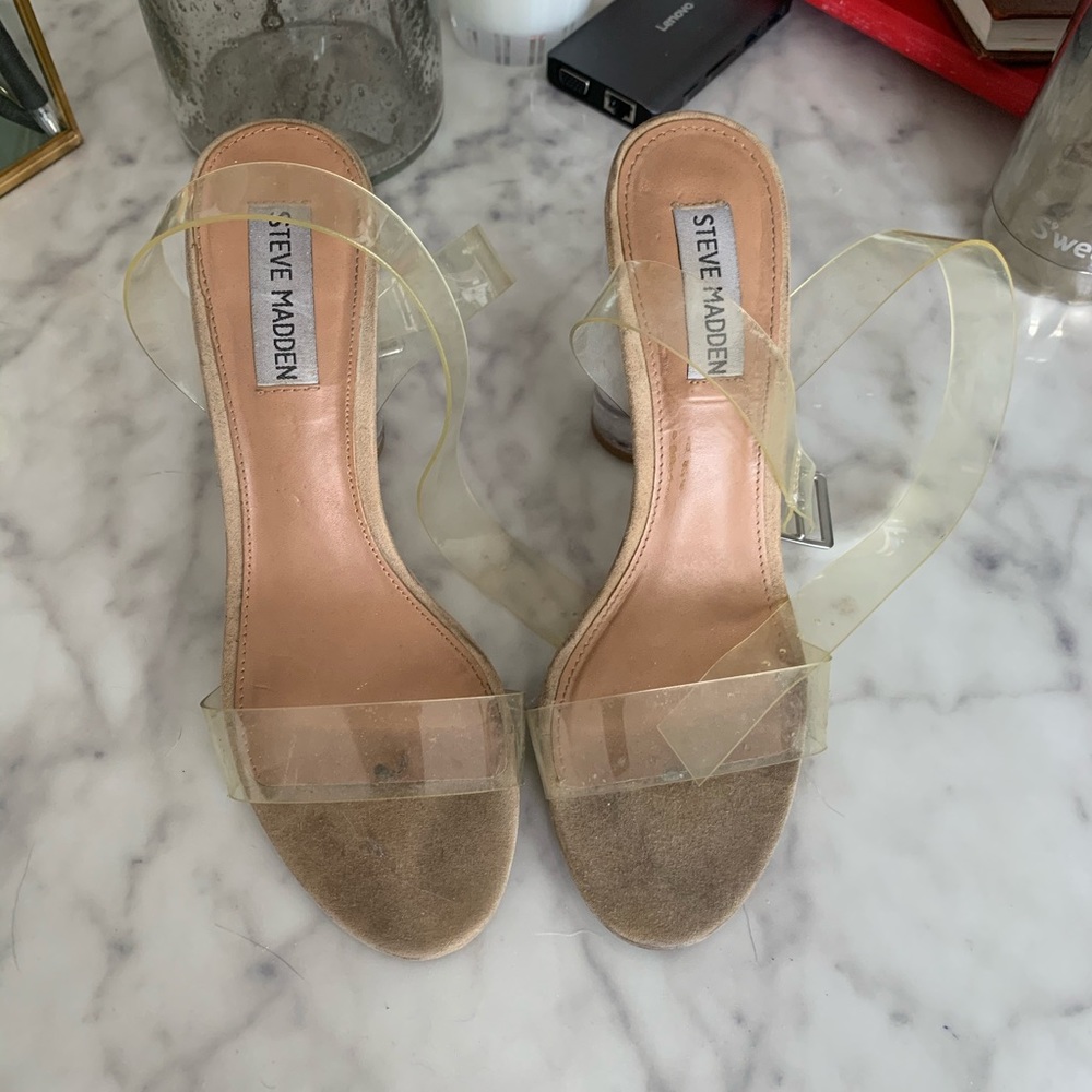 Steve Madden plastic sandal heels